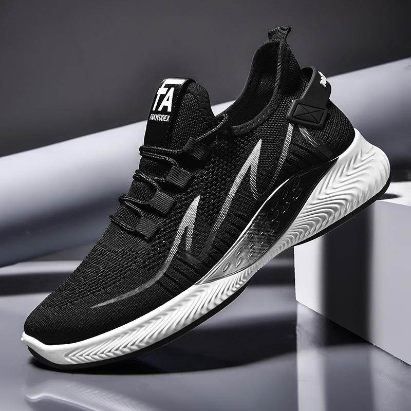

2021 autumn new men s sports shoes fly-woven breathable casual running shoes fashion Korean version trendy shoes men s shoes 44