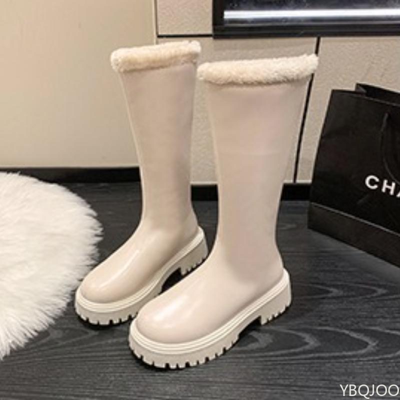 Fashion Thickened long tube boots for women in autumn winter fashionable comfortable warm zippered long tube boots for women