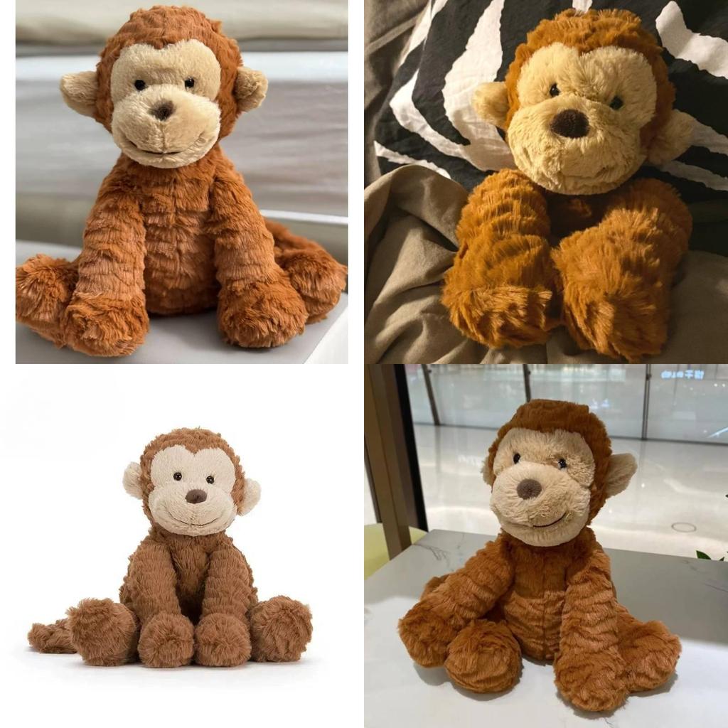 Peluche Jellycat Fuddlewuddle Monkey con morbido pelo corto, ideale come regalo per adolescenti.