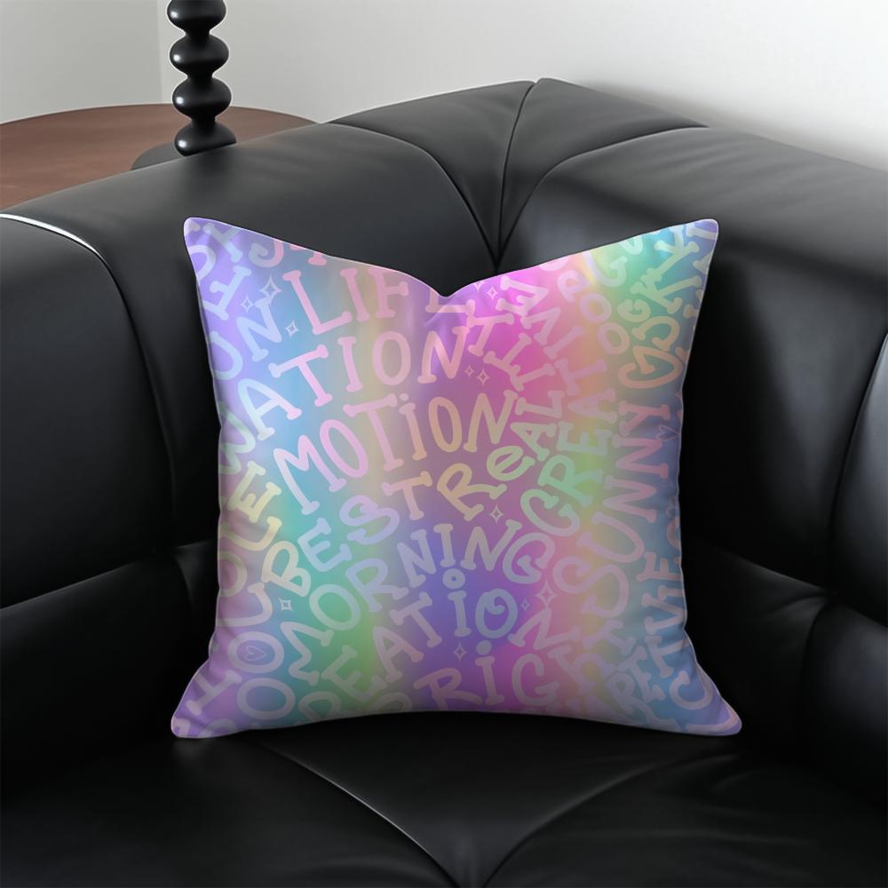 Simple English letters Cushion Cover Pillow Case Antidustmite Invisible zipper silky plush cushion