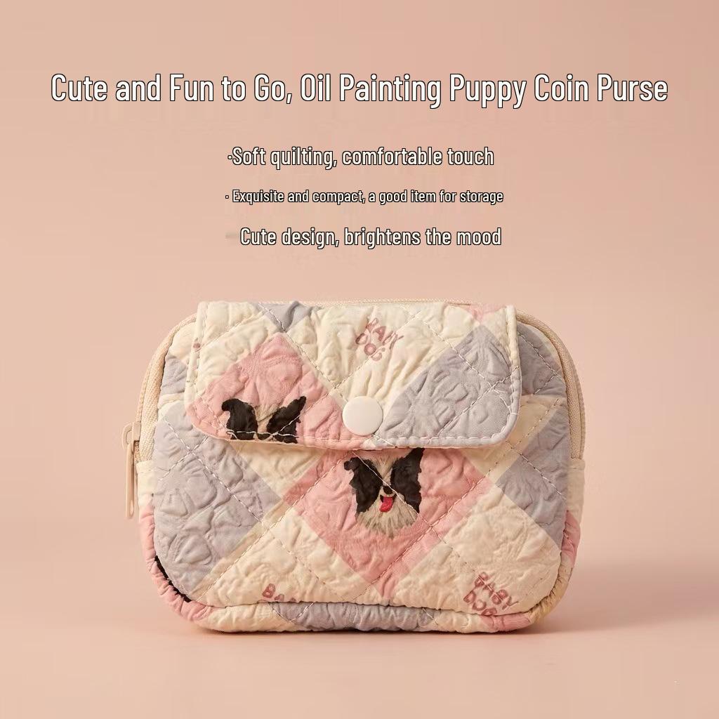 Striped Polka Dot Quilted Cotton Mini Coin and Makeup Purse