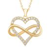 Zircon Heart Pendant Necklace with Smooth Figure-Eight Form, Polished Alloy Construction Neckchain, and Electroplated Finish