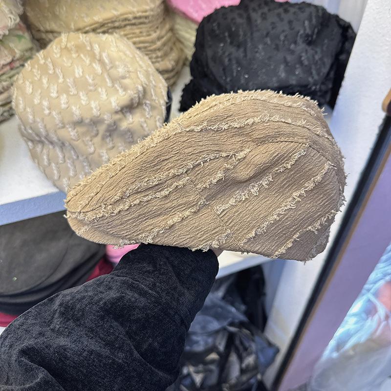 Japanese Retro Solid Color Striped Beret Women's Spring and Summer Literary Retro Versatile Face Showing Small Thin Newspaper Boy's Baseball Cap