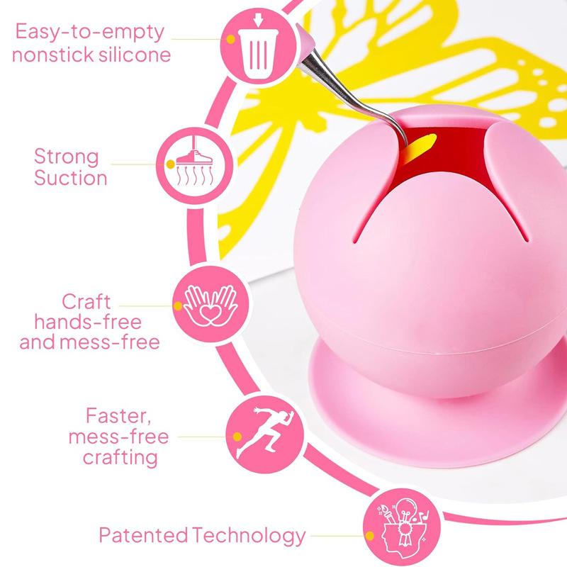 Desktop Garbage Collection Box Vinyl Weeding Scrap Collector with Suction Cup Silicone Storage Ball Waste Box DIY Craft Tool