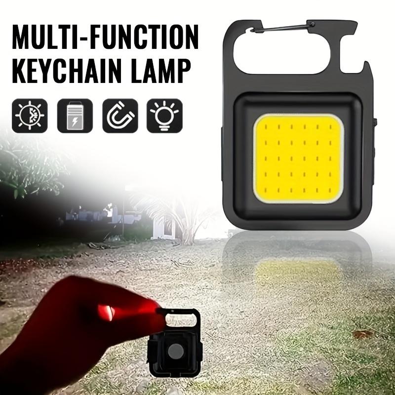 Multifunction COB LED Work Light Keychain USB Rechargeable Flashlight with Bottle Opener Magnetic Base for Camping Emergency Use