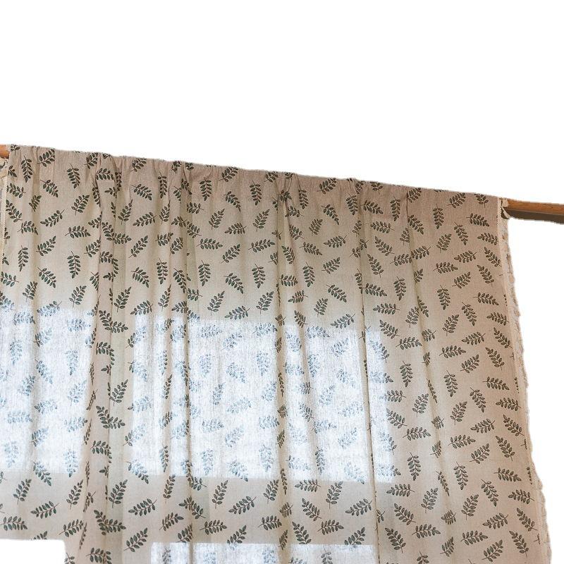 Curtain Finished Product Non-Punching Kitchen Blackout Half Curtain American Living Room Balcony Perforated Curtain Bay Window Short Curtain
