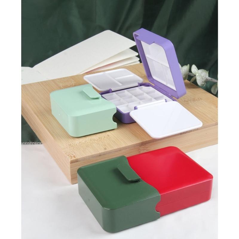 Travel Watercolor Paint Box With Palette Paint Brush Washer 12 Well Folding Paint Palette Box For Artist Student