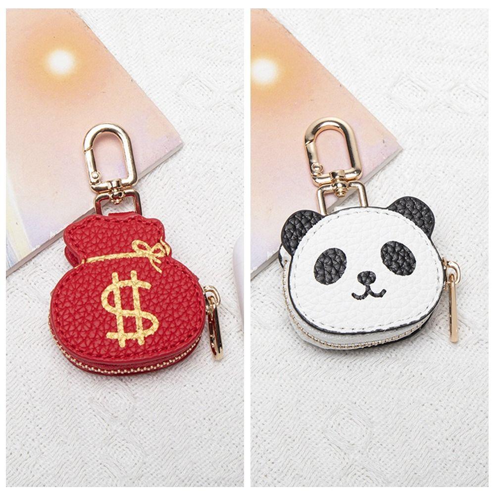 Cute Panda Keychain Zipper Money Bag Keychain Creative Earphone Bag Mini Storage Bag