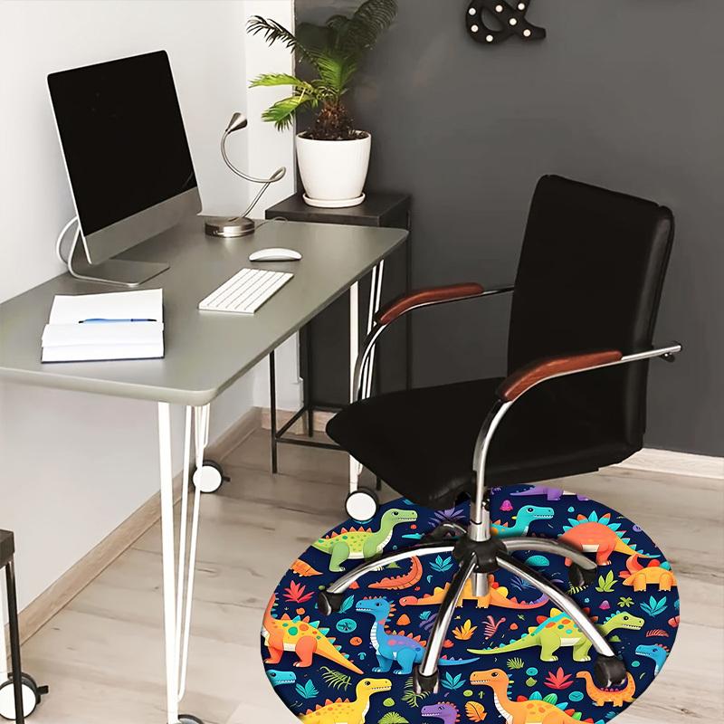 

1pc Office Carpet Chair Mats Colorful Dinosaurs Pattern Perfect for Decorating Office Chairs, Living Rooms, Or Bedrooms 80cm