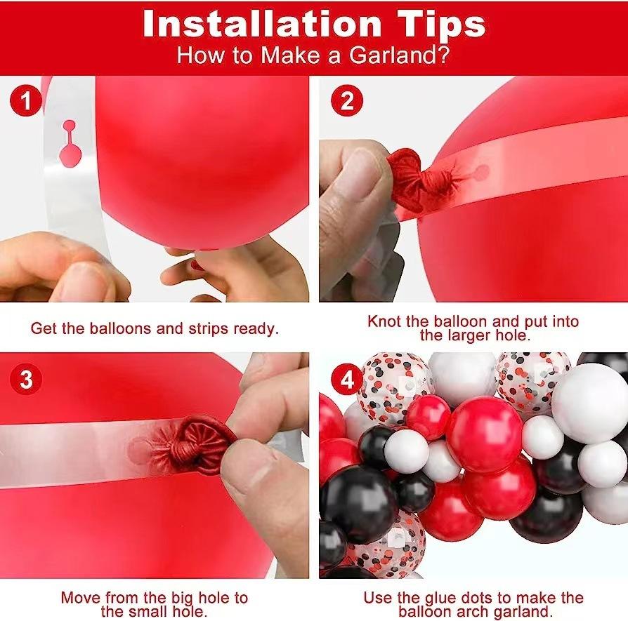 Red Black And White Balloon Garland Vaulted Birthday Party Balloon Baby Shower Bridal Wedding Circus Decoration