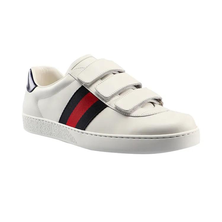 Gucci New Ace Grip-Strap Low 'White' (Unisex) White / Blue / Red Skateboard Shoes 548699 DOPE0 9095