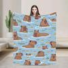 Capybara Bathing Pattern Blanket Soft Warm Plush Throw for Kids Outdoor Flannel Bedspread Comfortable Bed Cover for Girls and B