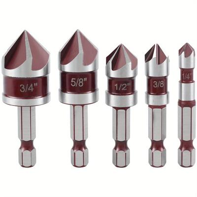 "5-teiliges M35 Kobalt-Bohrer-Set mit Sechskantschaft - Präzisions-82°-Spitze, Mehrgrößen" (1/4"", 3/8"", 1/2"", 3/4"", 5/8"") für Holz & Metall"