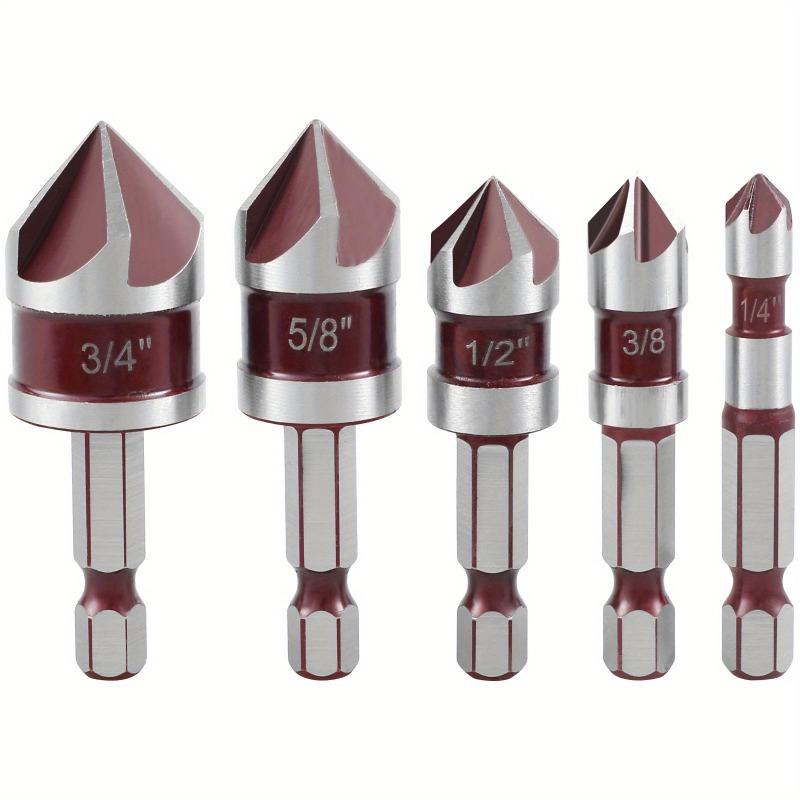 "5-teiliges M35 Kobalt-Bohrer-Set mit Sechskantschaft - Präzisions-82°-Spitze, Mehrgrößen" (1/4"", 3/8"", 1/2"", 3/4"", 5/8"") für Holz & Metall"