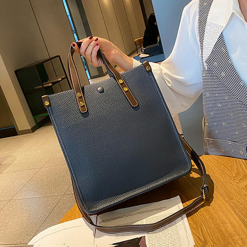 Genuine Leather Vertical Tote Handbags For Women  Trend Designer Large Capacity Shoulder Crossbody Bags