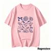 Summer American Retro Y2k Marine Animal Conch Bow Pattern Tshirt Unisexs Loose Round Neck Street Clothing Halfsleeved Top