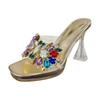 Fashion Eilyken Summer PVC Transparent Square Toe Woman Slippers Fashion Crystal Clear High Heels Shoes Summer Slides Zapatos De Mujer