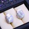 FEEYOO Baroque Natural Freshwater Big Pearl Earrings For Women Girls Fashion Pearl Stud Earrings Party Jewelry