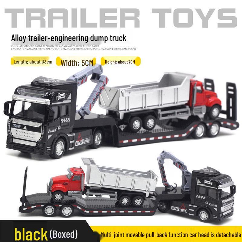 Children's Alloy Transport Toy: Pull-Back Fire Truck, Trailer, Tank & Excavator