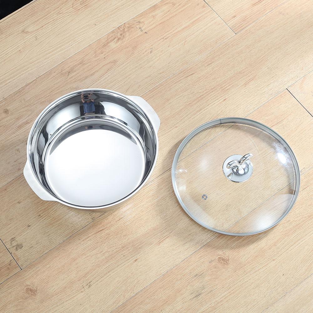 1pc Stainless Steel Soup Pot with Clear Tempered Glass Lid - Thickened, Dual-Ear Handle for Easy Cooking & Serving