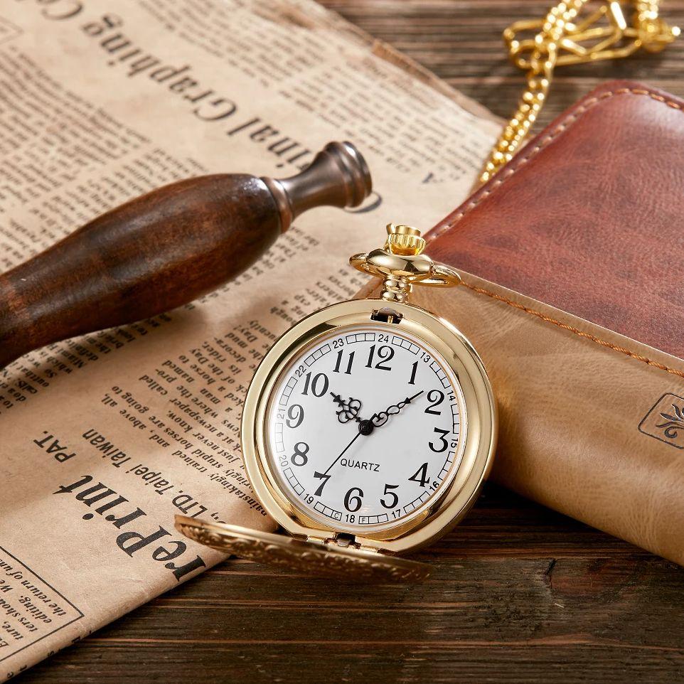 Vintage classic quartz pocket watch exquisite carved flip chain pendant men women pocket watches reloj