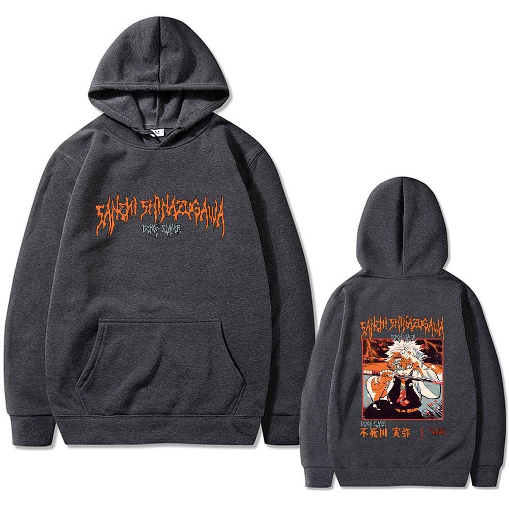 Anime Demon Slayer Shinazugawa Sanemi Graphic Hoodie Men Women High Quality Fleece Hoodies Vintage Hooded Sweatshirt