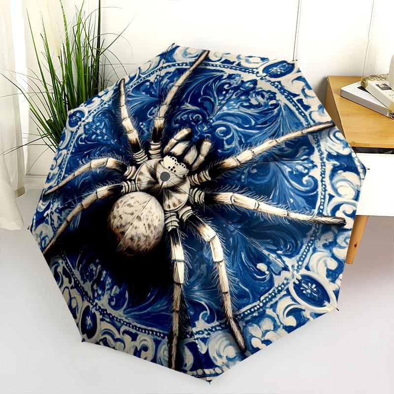 Kreis Spinnen Muster, automatischer Regenschirm, tragbares und faltbares Design, 8 Rippen, ein Weihnachts- oder Geburtstagsgeschenk.
