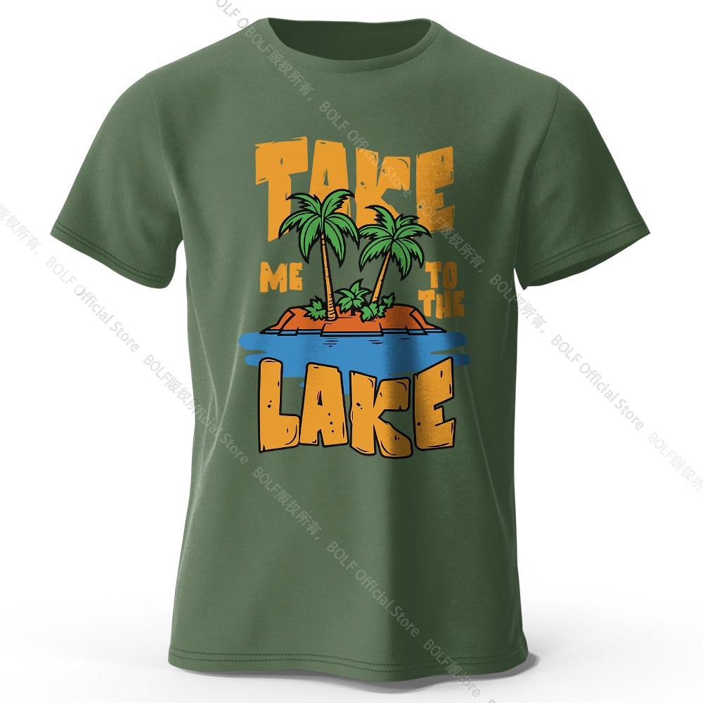 Take Me To The Lake Printed T-Shirt 100% Cotton Oversized Nature Graphic Tees for Men Women Summer Tops Lakeside Streetwear
