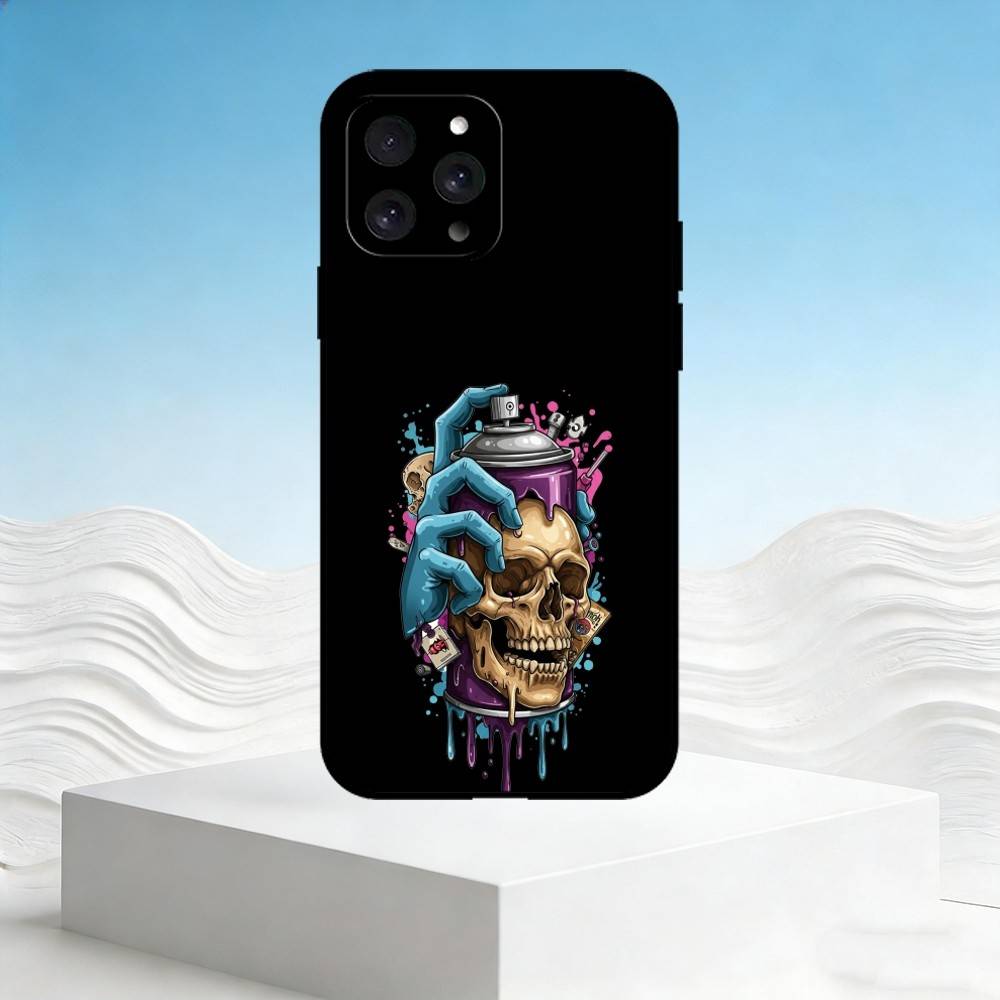 

C-Cool Colorful Graffitiy Phone Case For iPhone 17,16,15,14,13,12,11 Plus,Pro Max,SE4Soft Silicone Black Cover iPhone14