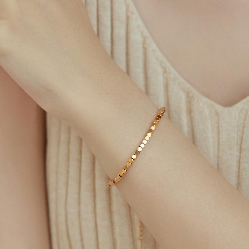 18K Gold Plated Silver Bracelet for Women - High-End, Fade-Resistant, New 2024 Design