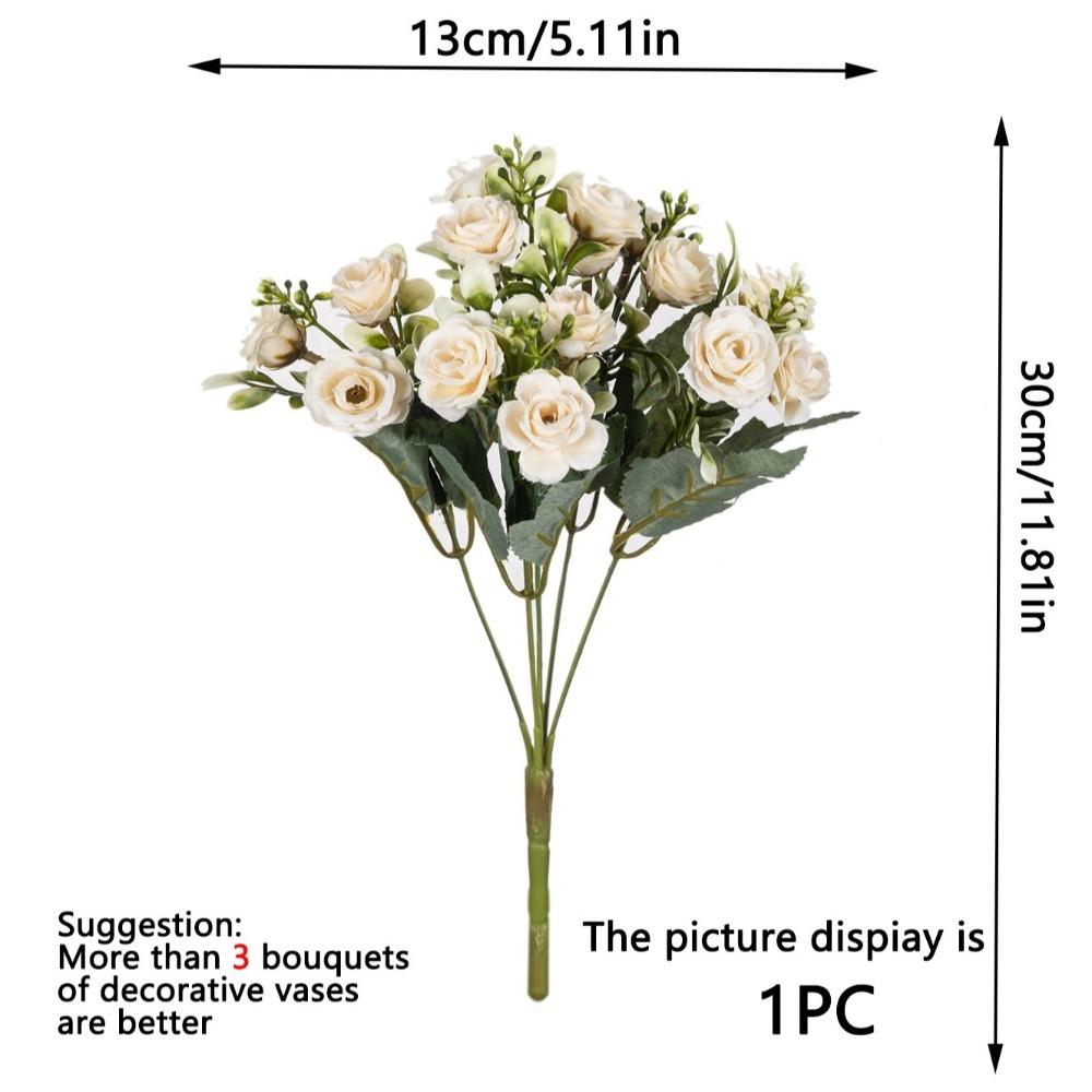15 Head 5 Fork Fake Rose Bouquet DIY Scrapbook Artificial Flowers  Home Living Room Bonsai