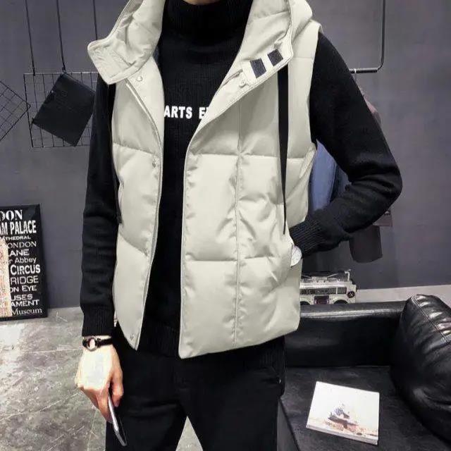 

Мужской модный корейский хлопковый жилет с капюшоном – Теплая, толстая куртка без рукавов XL (65-72.5 kg)