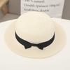 New Wide-brimmed Flat-top Straw Hat Women's Summer Sun Protection Vacation Bow Top Hat Shading Versatile Beach Hat Women's Tide