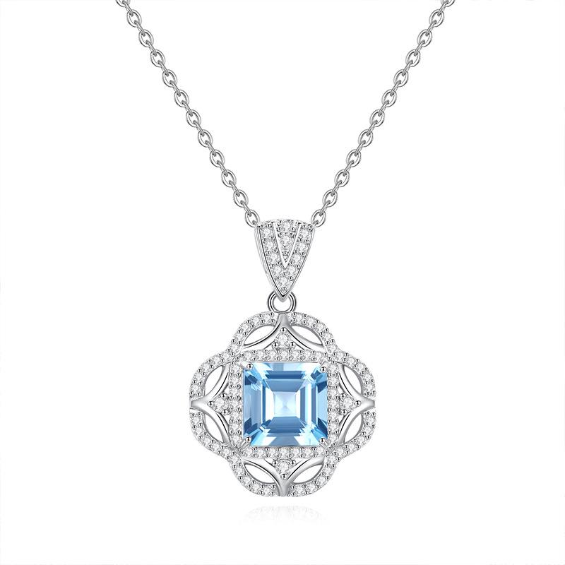 S925 sterling silver necklace cross-border e-commerce luxury inlaid with diamonds, natural crystal stone, high-end pendant, daily jewelry gift