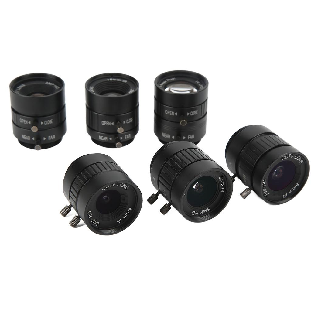 6pcs CS Mount Lens Kit 4mm to 25mm Focal Length 3MP Manual Aperture for Digital Camera