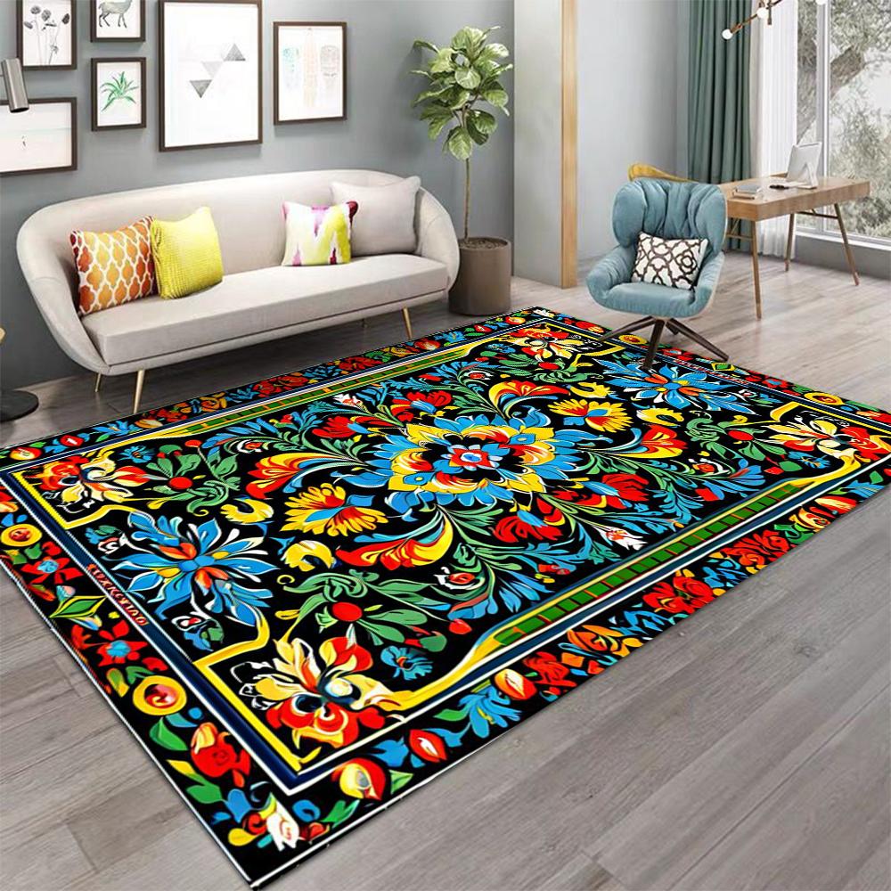 Bohemian Ethnic Style Carpet Retro Living Room Carpet Washable Dining Room Interior Door Mat Kitchen Area Decoration Carpet