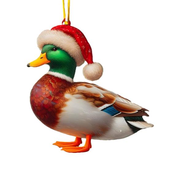 Christmas Ornaments for Tree Acrylic Cartoon Animal Car Rear Mirror Hanging Charm 2D Flat Cat/Dog/Bear/Rabbit Pendant for Tree Auto Interior Accessory