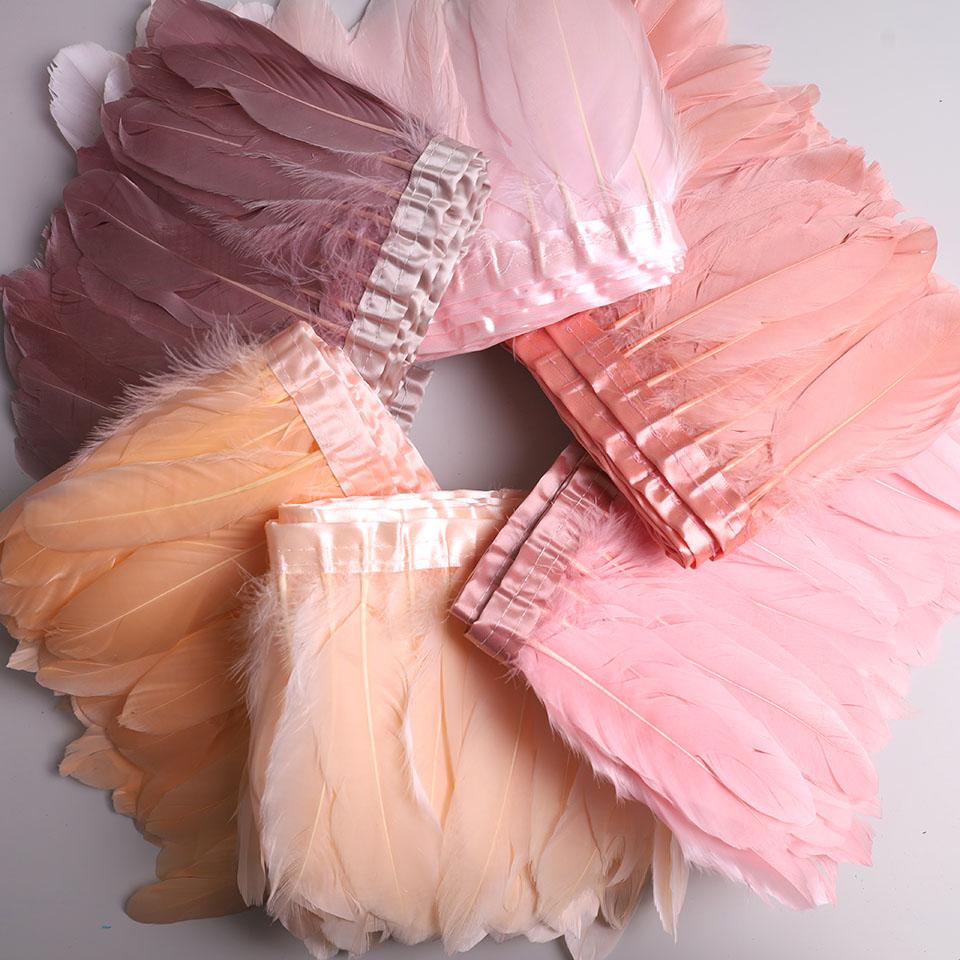 Feather10Meters Goose Feather Fringe Ribbon Handicraft Accessories White Swan Feathers Trims Carnival Plumas Dress Decoration