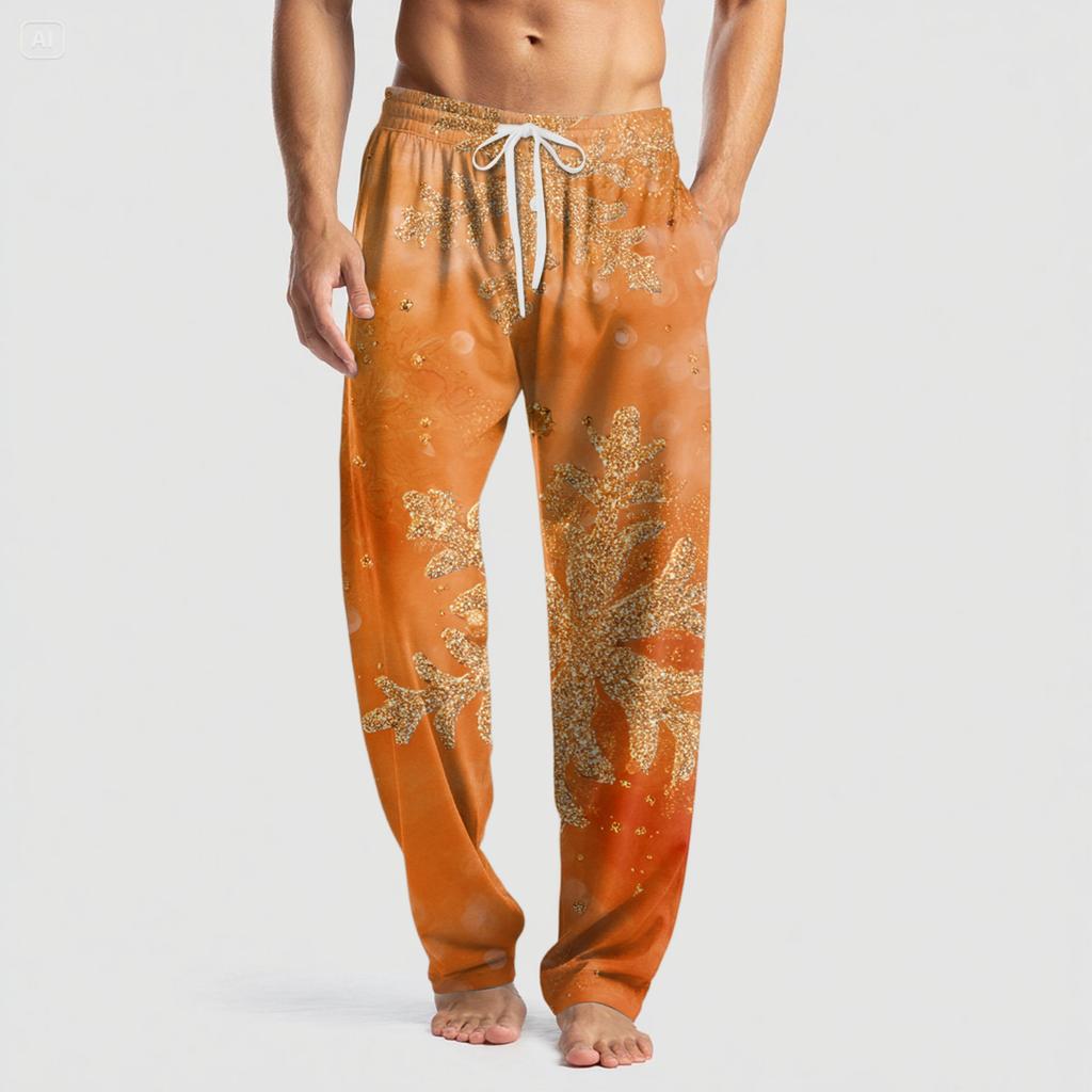 Herren Strickmode Print Tasche Freizeithose Schlafanzughose