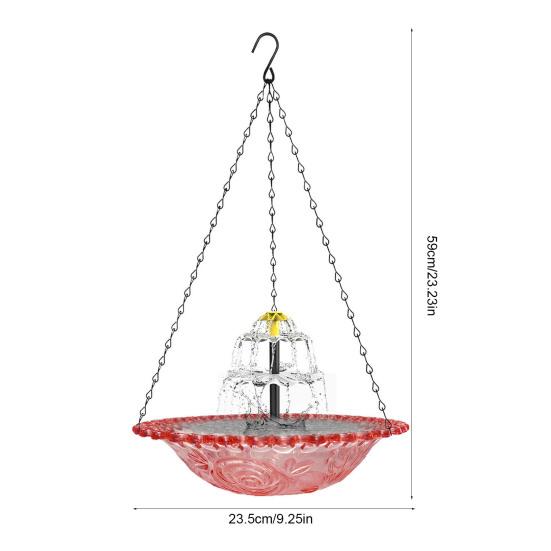 Solar Bird Bath Fountain 3-Tier Cascading Fountain Hanging Bird Bath Solar Powered Outdoor