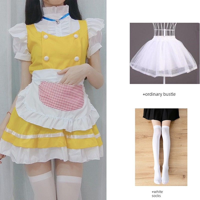 Original Japanese-Style Cute Maid Outfit with Golden Bells, Maid Costume Cosplay Anime Outfit, Cat Girl Stage Performance Costume