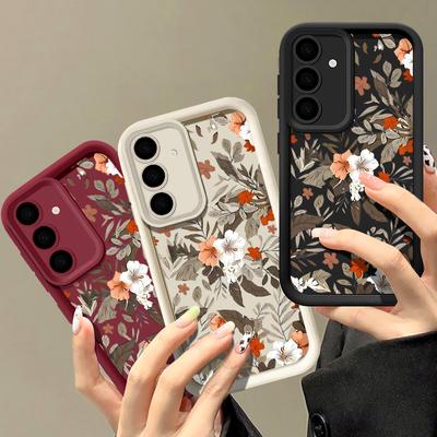 Funda mate a prueba de golpes, color caramelo, para Samsung S25, S24, S23 Ultra Plus, S22, S21, S20 Fe, A55, A54, A53, A35, A34, A25, A15, con estampado de flores, TPU suave