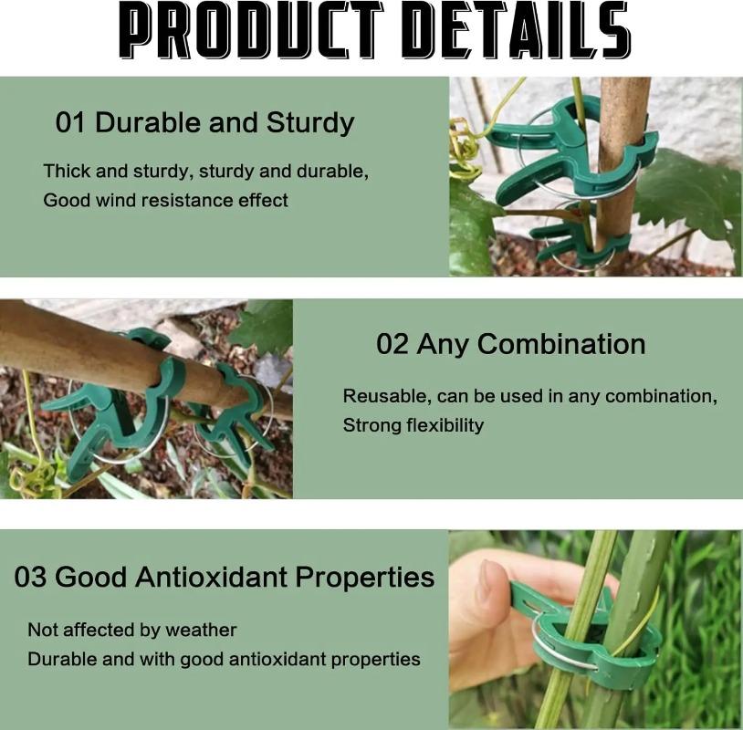 50PCS Reusable Plant Support Clips Garden Greenhouse Plastic Clips Tomato Cucumber Vine Vegetable Stem Gardening Tools