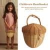 Rattan Woven Basket Bohemian Acorn-Shaped Portable Storage Bag Picnic Basket Sundries Organizer for Photography Prop