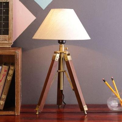 Tripé de madeira, abajur de mesa poli, lindo design, decoração para casa
