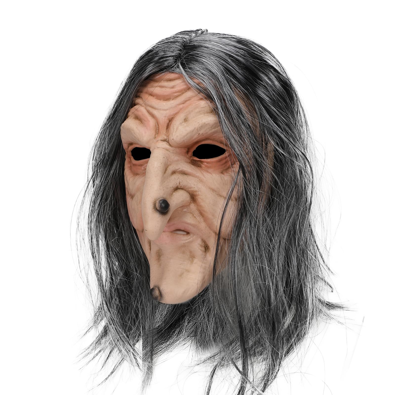 Witch Mask with Long Hair Scary