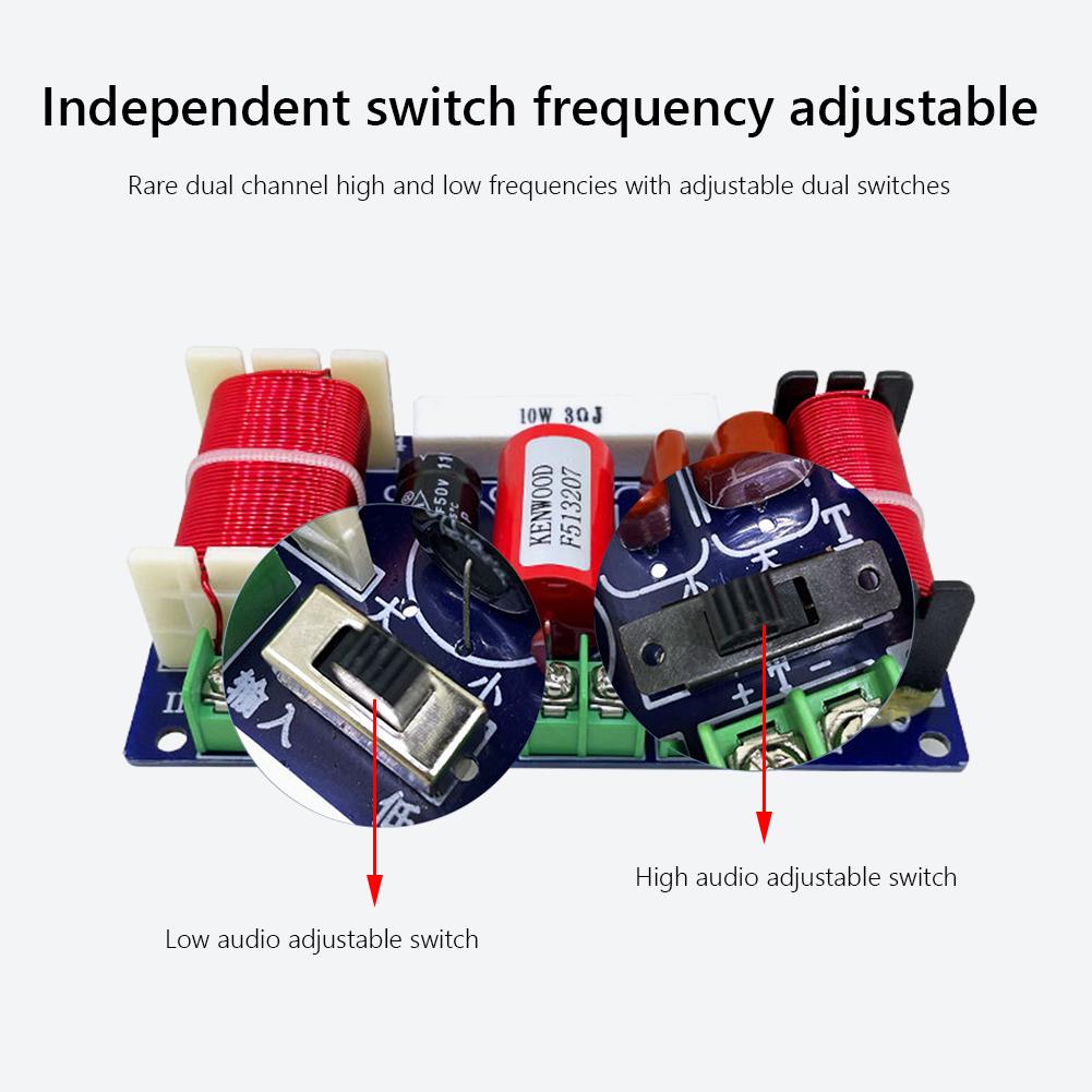 2-Way Speaker Audio Frequency Divider Adjustable Frequency Point 250W DIY Speaker Filter Circuit Home Theater Audio Modification