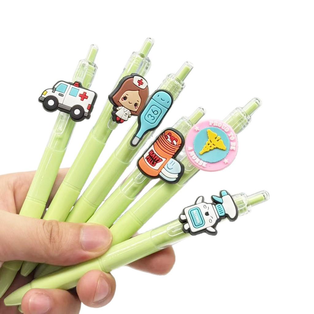 10Pcs Green Series Medical Pens, Quick-Dry Plastic Ballpoint Pens with Medium Tip, Suitable for Nurses and Healthcare Professionals, Retractable Closu