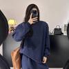 Autumn and Winter Solid Color Versatile Plus Velvet Thickened Sweatshirt Suit for Women Loose Casual Showing Flesh-covering Two-piece Set