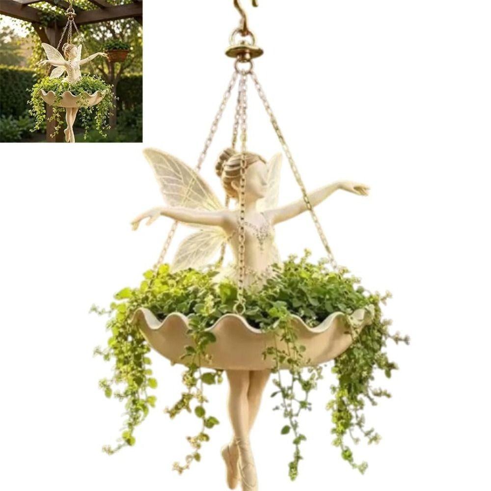 Hanging Chain Fairy Dancer Planter Resin Decorative Plant Holder New Mermaid Planter  Balcony Decor